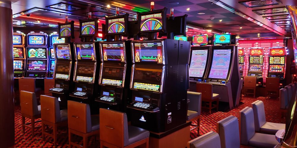 image showing slot games in a casino with RTP