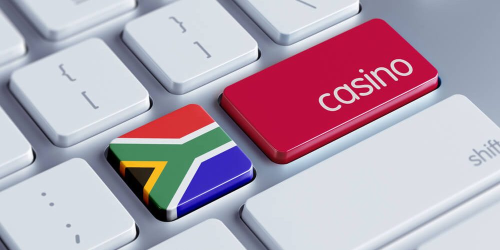 online gambling in south africa: image of keyboard with south african flag and word casino on Enter key