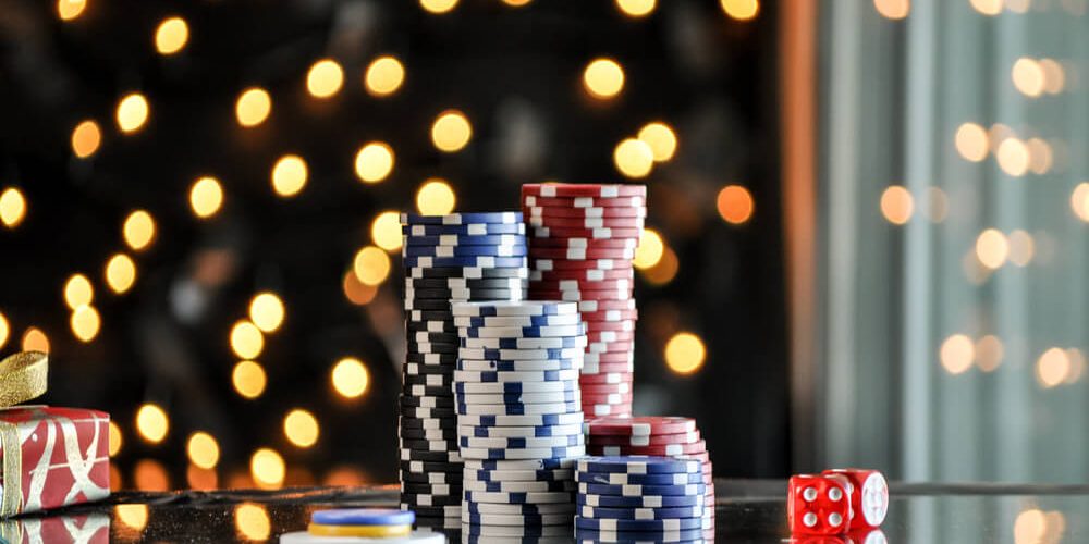 Christmas setting with poker chips