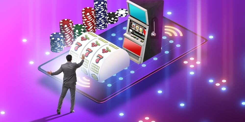 slot game odds Businessman in online casino concept